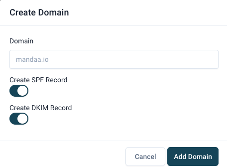 Add domain dialog